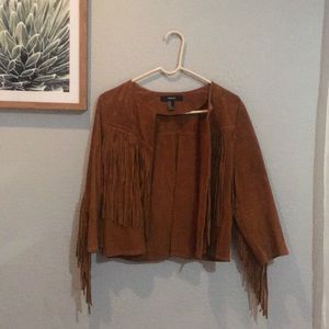 Forever 21 leather fringe jacket .